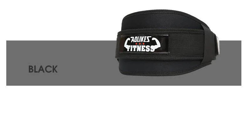 Nylon fitness weightlifting waistband for adults in black, red, or yellow.