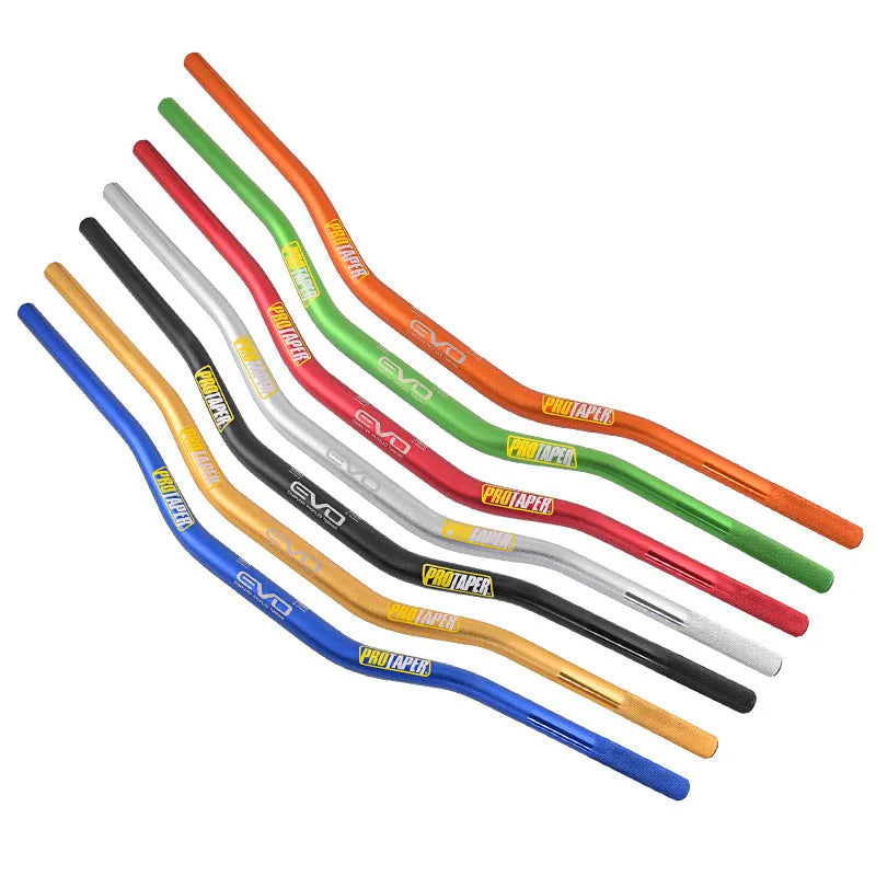 Orange aluminium scrambling motorcycle handlebar with 28mm diameter and 80cm width measurement