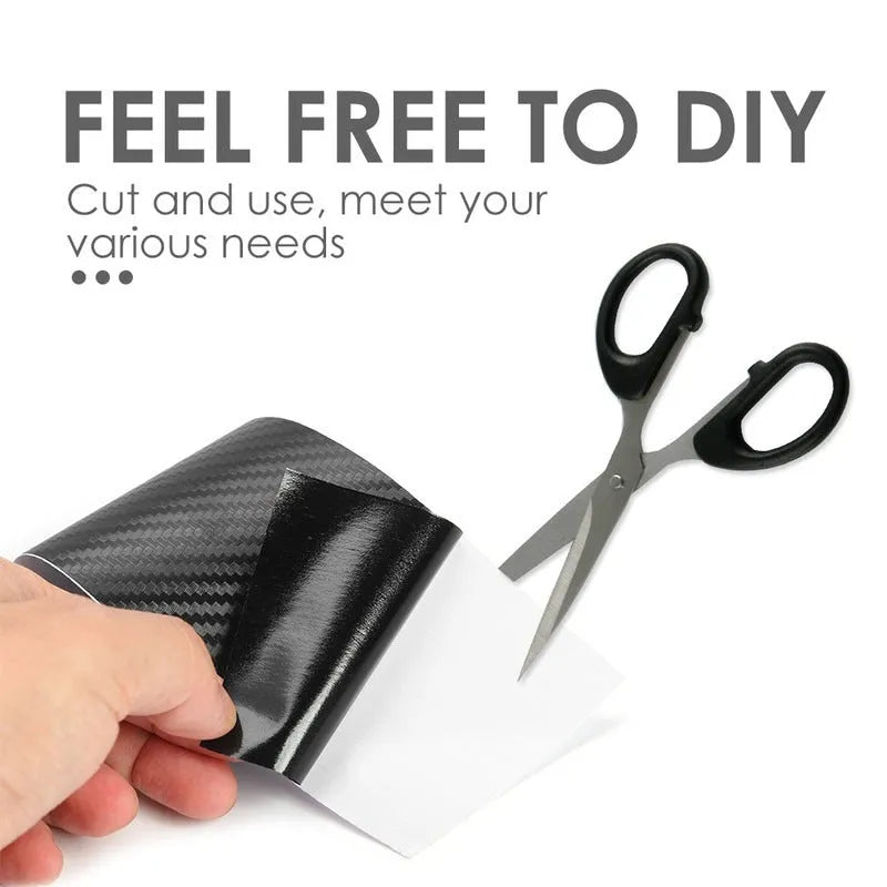 Matte carbon fibre pattern vinyl roll for car door sill protection, showing textured surface and roll format.