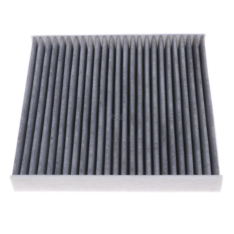 Grey Geely car cabin air conditioning filter element measuring 215mm by 210mm.