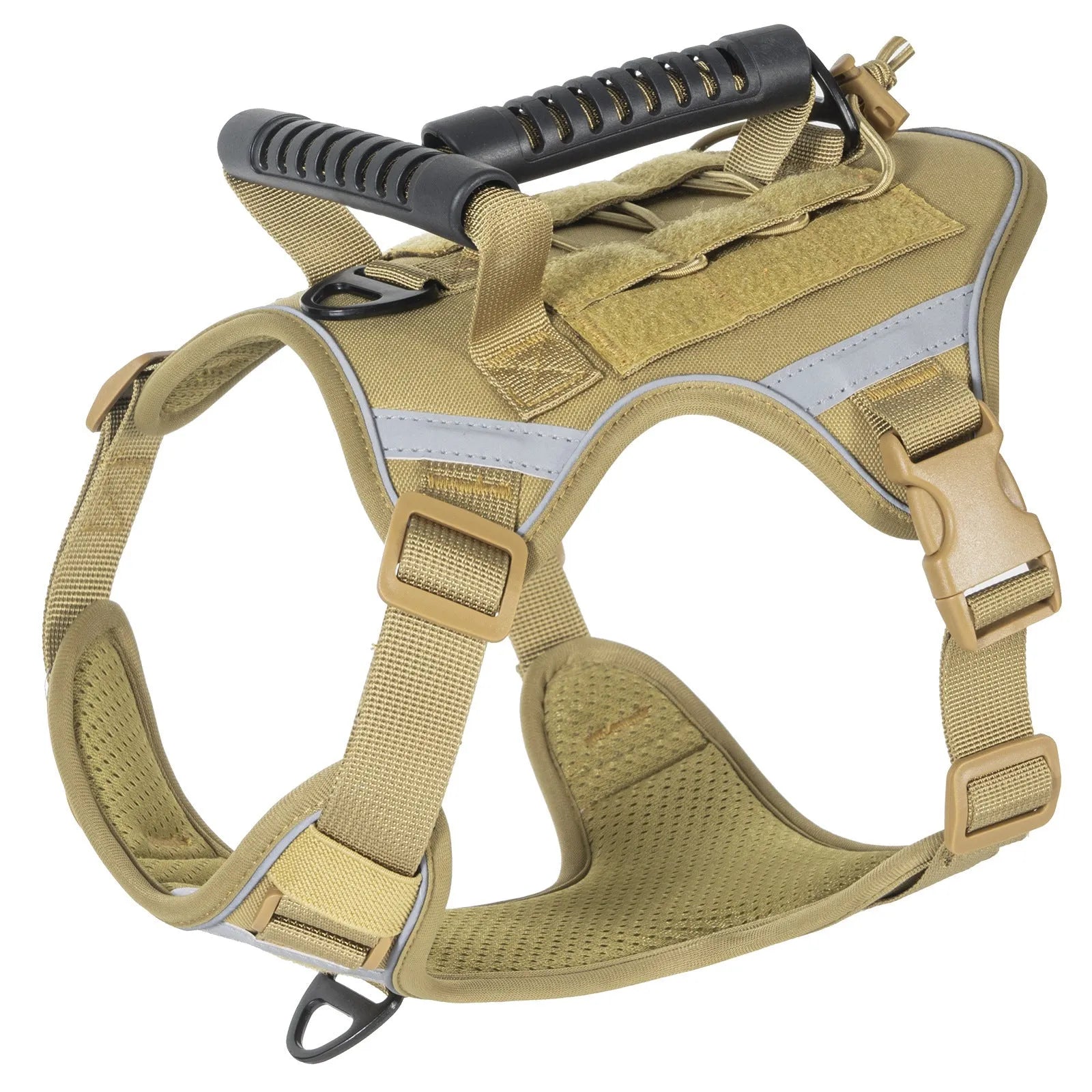 Tactical dog chest harness with rope leash in polyester with reflective strips