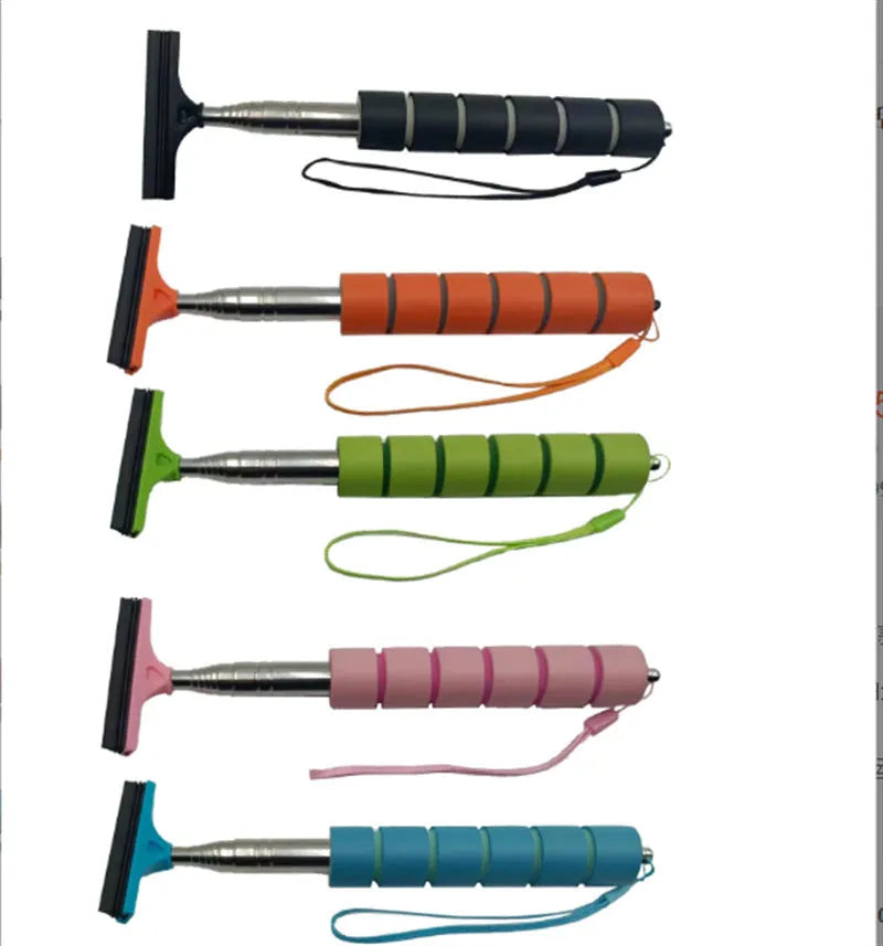 Car rearview mirror retractable wiper in five colours with stainless steel construction and 100 cm extension