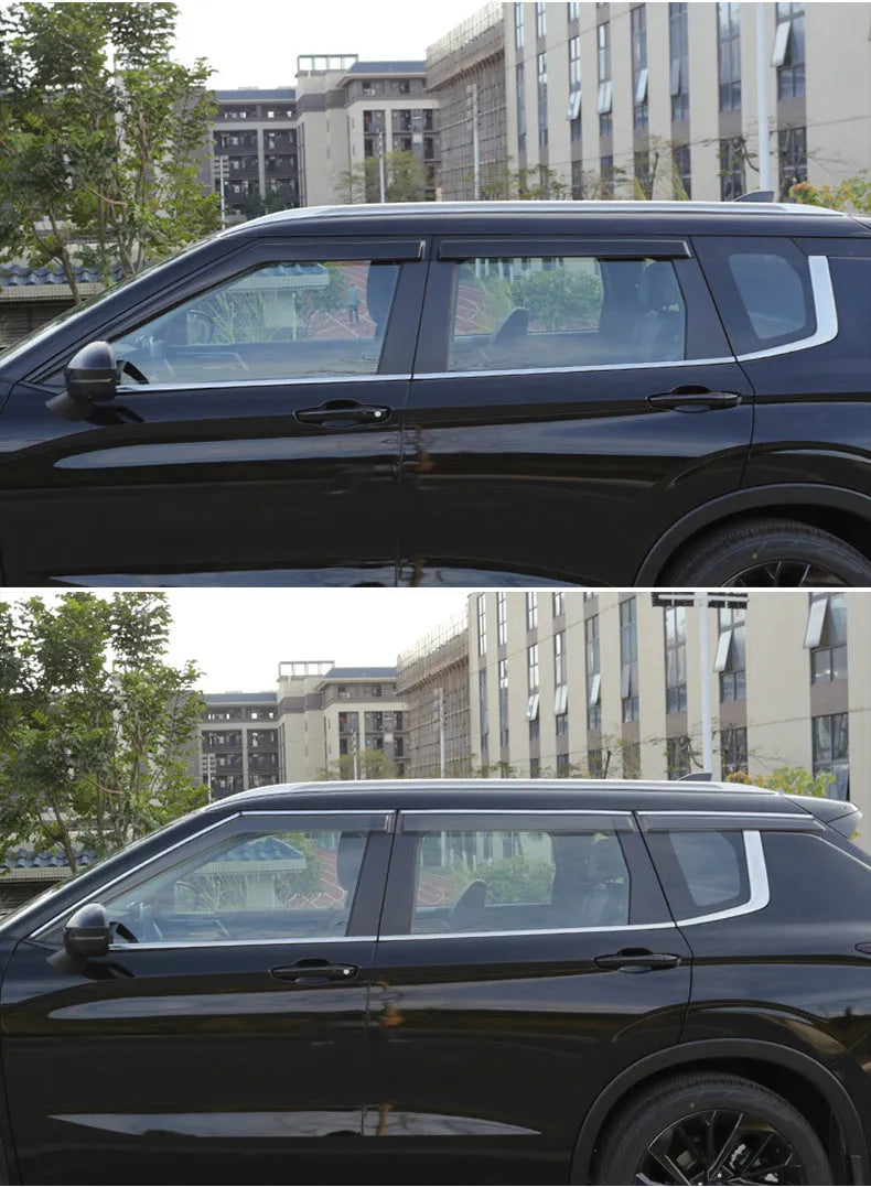 2023 Mitsubishi Outlander with black window deflectors installed on side windows