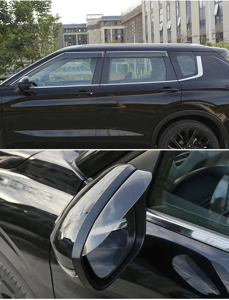 2023 Mitsubishi Outlander with black window deflectors installed on side windows