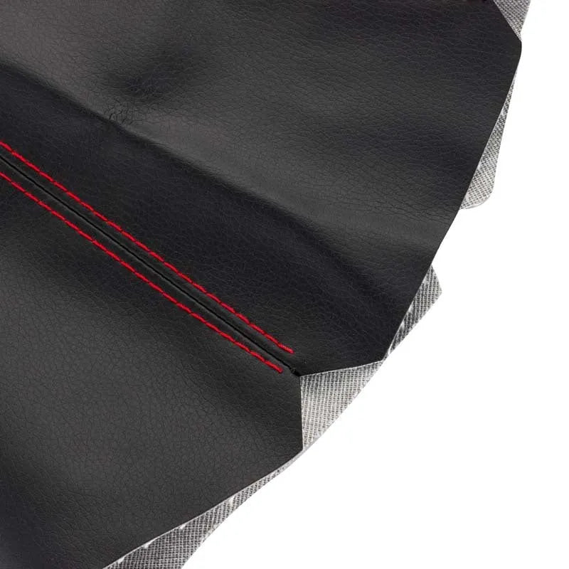 General Motors PU leather gear shift dust cover in black, red, and blue line colour options.