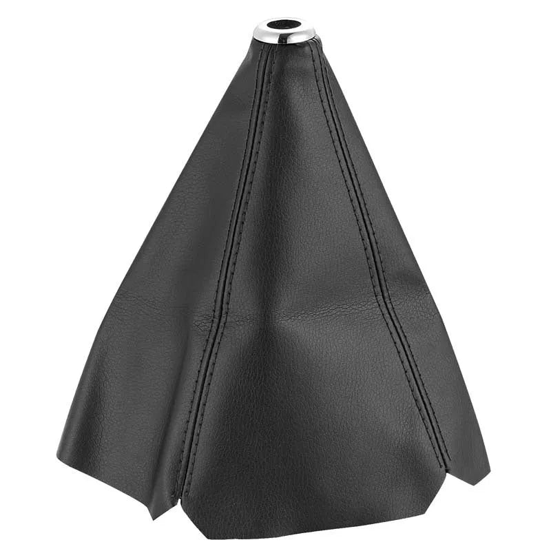 General Motors PU leather gear shift dust cover in black, red, and blue line colour options.