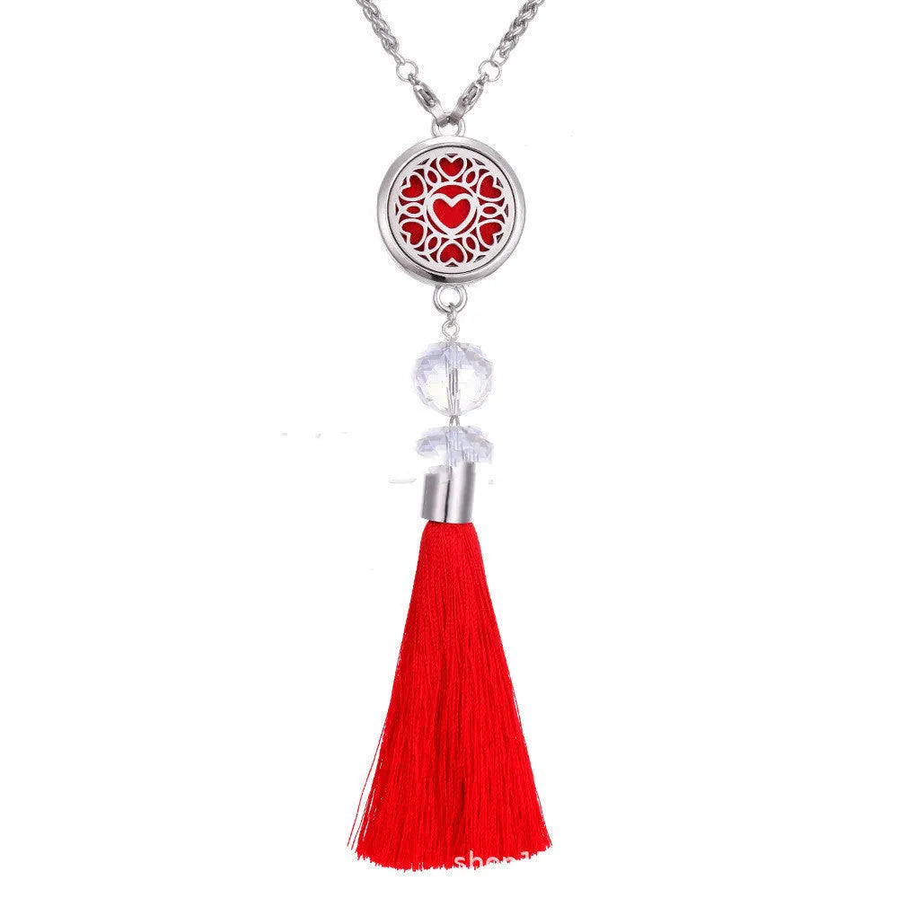 Alloy car aromatherapy pendant with tassel decoration and 50cm chain