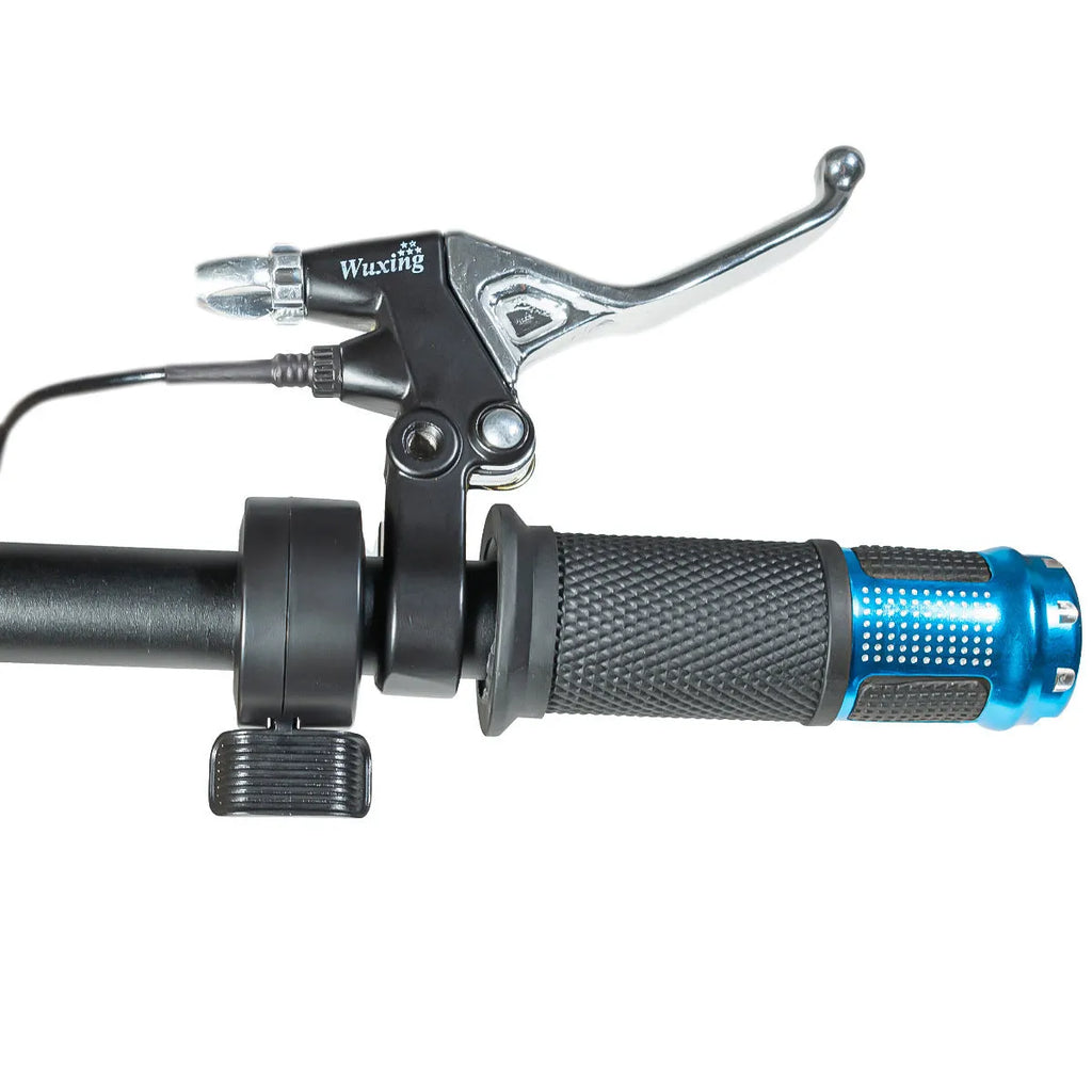 Electric vehicle handlebar grip replacement section in assorted colours showing wiring connector