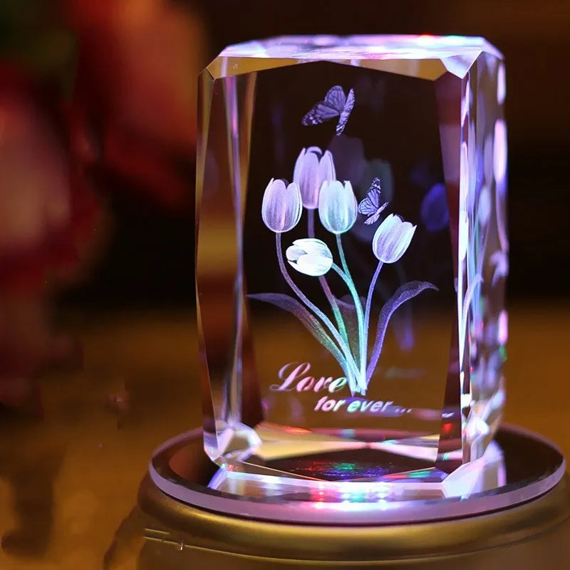 Small colourful crystal lights Bluetooth MP4 player in gift box with decorative rose ring design