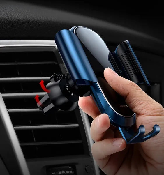 Universal adjustable smartphone car bracket mount shown in black, blue and silvery colour options