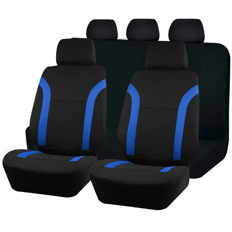 Universal polyester eyelet fabric car seat cover set in chosen colour on a car seat.