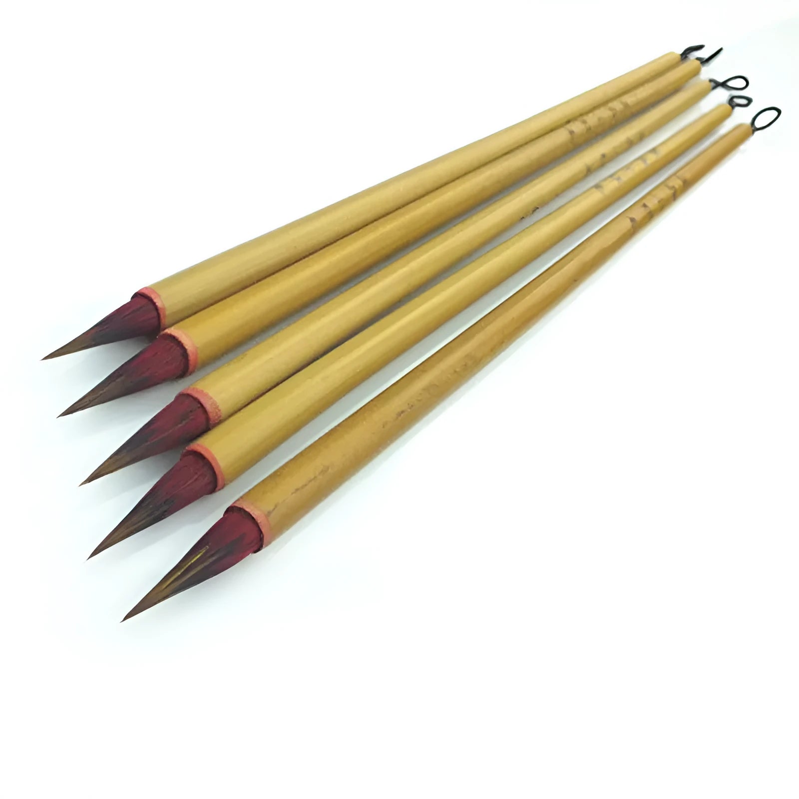 Small red hair Chinese writing brush with 23cm bamboo handle and traditional brush tip