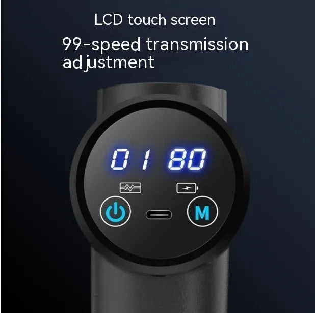 Massage gun with brushless motor, USB charging, dark gray or dark green, 4 or 8 heads, 36dB low noise