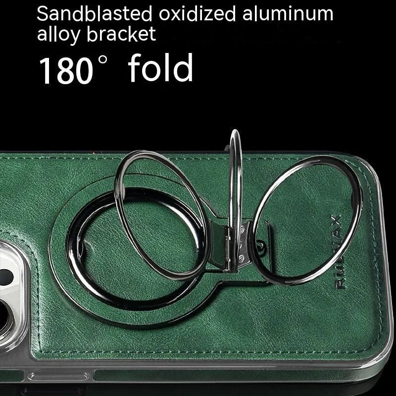 Magnetic bracket phone case imitation leather drop-resistant for iPhone 11-15 Pro Max