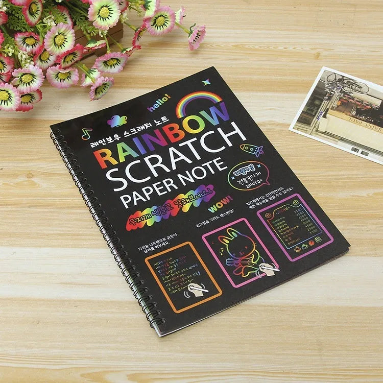 Children's large scratch art paper and scraper tool for DIY colourful painting crafts