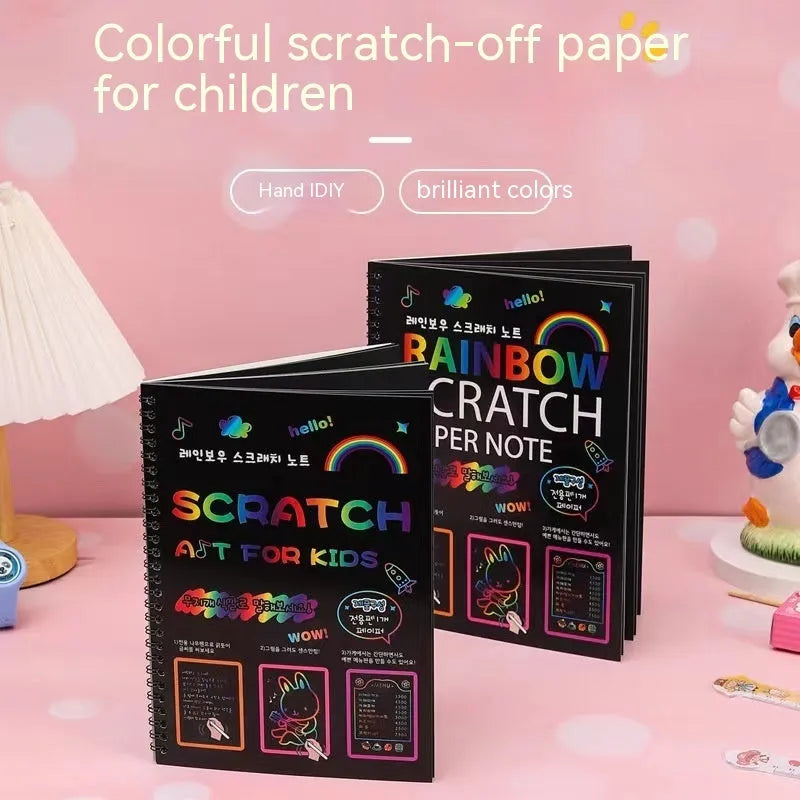 Children's large scratch art paper and scraper tool for DIY colourful painting crafts