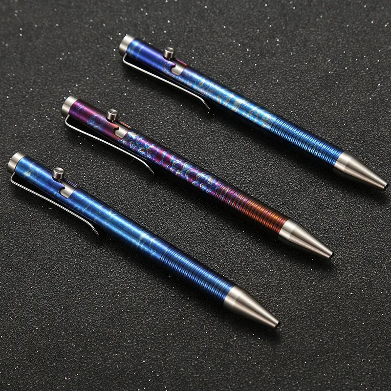 Titanium alloy gun bolt handle ballpoint pen with magic phantom colour finish
