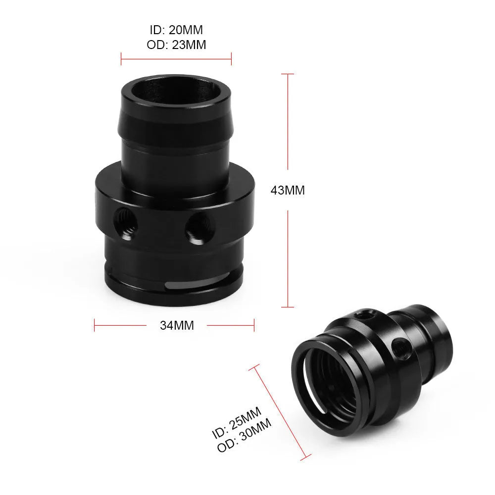 Black and titanium vacuum adapter tee for second generation engine vacuum line connections