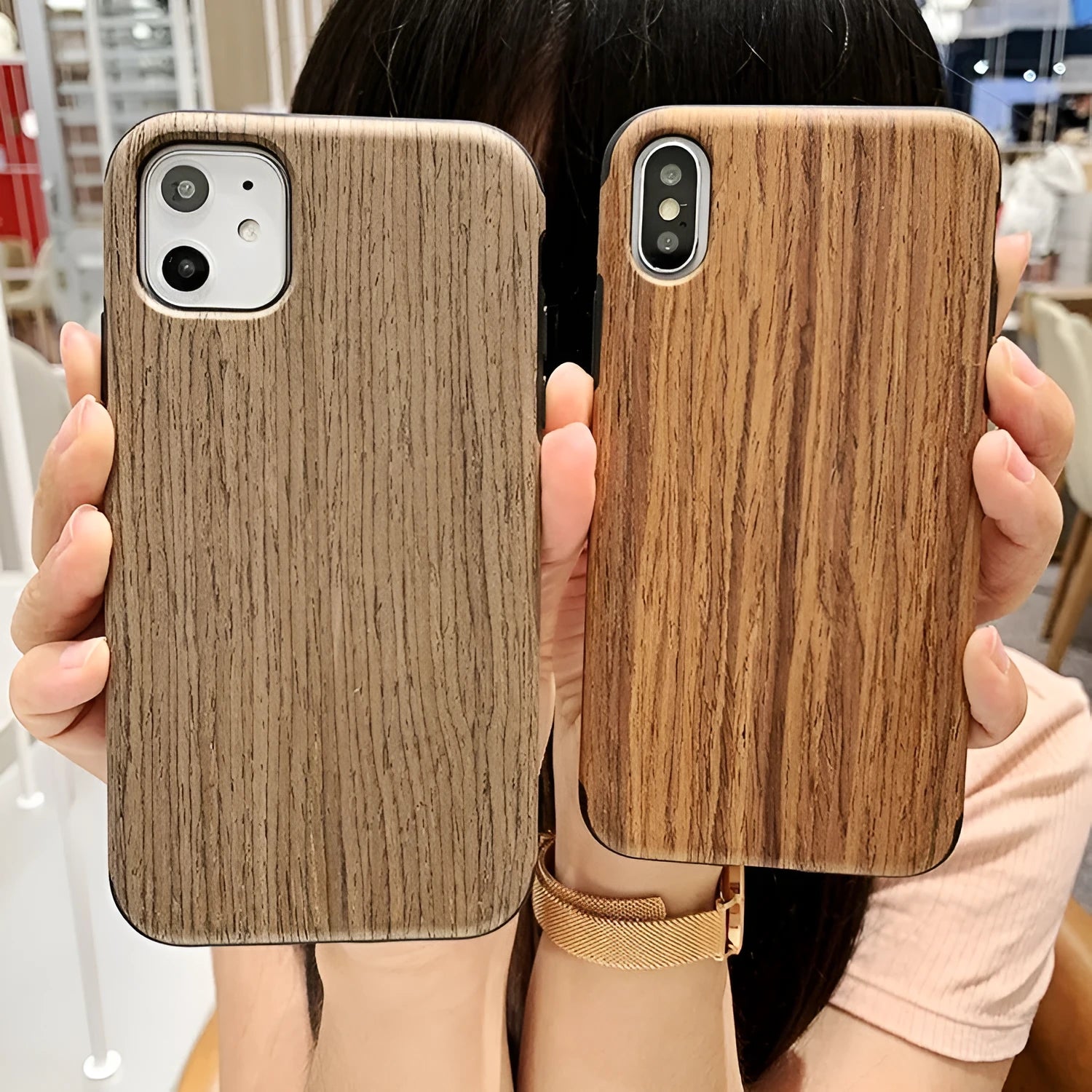 Wooden mobile phone back cover case for iPhone in natural wood finishes