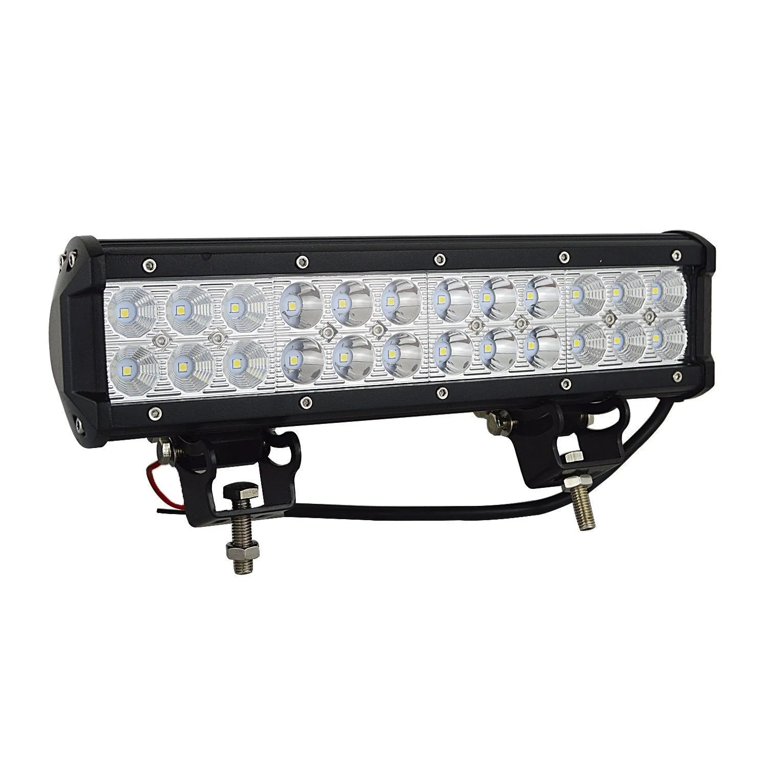 Black aluminium alloy 72W LED roof light bar for off-road vehicles with double row LED configuration