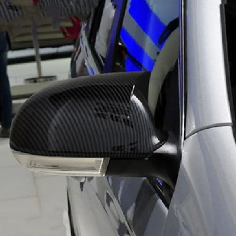 Pair of horn bright black plastic reflector shells for Volkswagen Old Sagitar with carbon fibre detail.