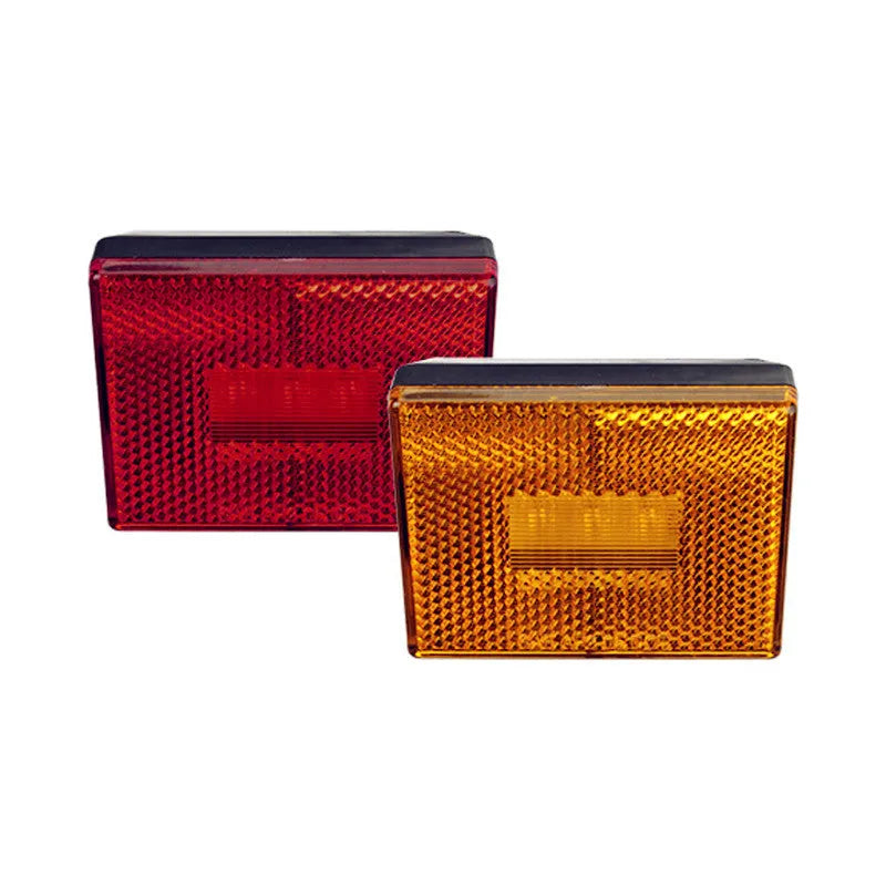Red LED trailer side clearance light with transparent PC lens and 19cm wire.