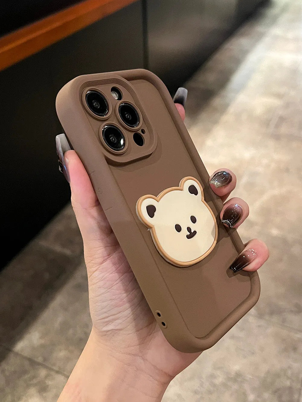 Khaki coffee cartoon bear soft silicone phone protector for Apple iPhone