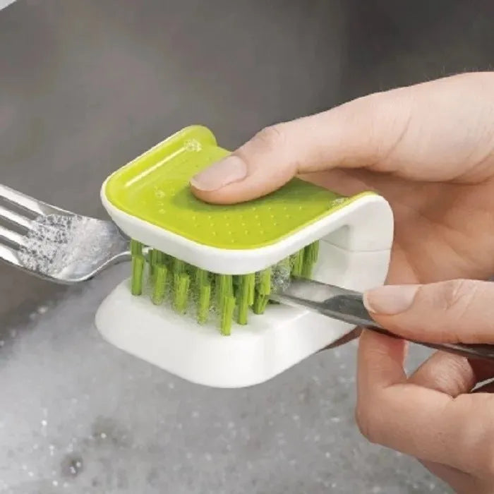 U-shaped ABS plastic knife and cutlery cleaner brush in kitchen setting