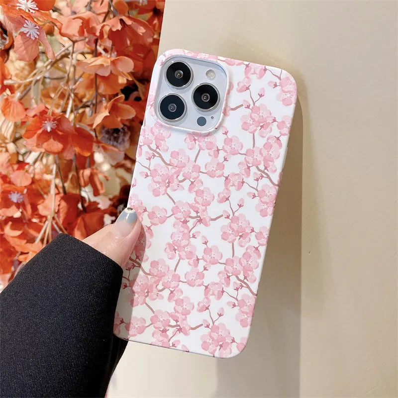Pink cherry blossom silicone phone case for Apple iPhone - soft back cover