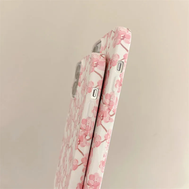 Pink cherry blossom silicone phone case for Apple iPhone - soft back cover