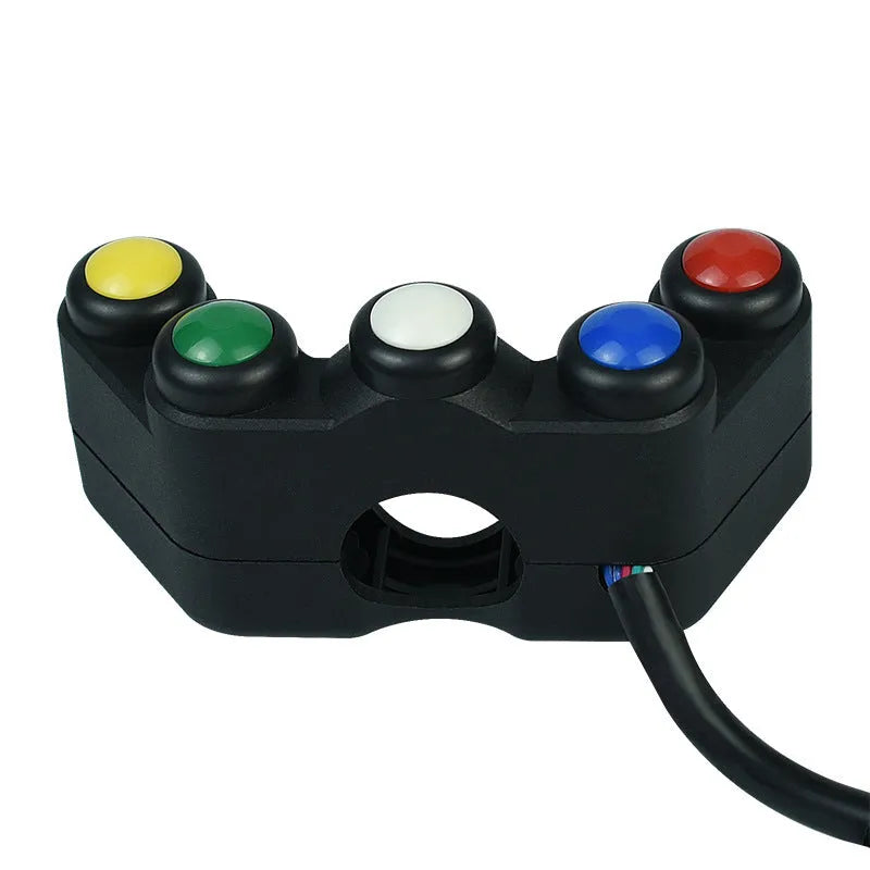 Plastic five-colour five-position rotary switch with lock for vehicle accessory control.