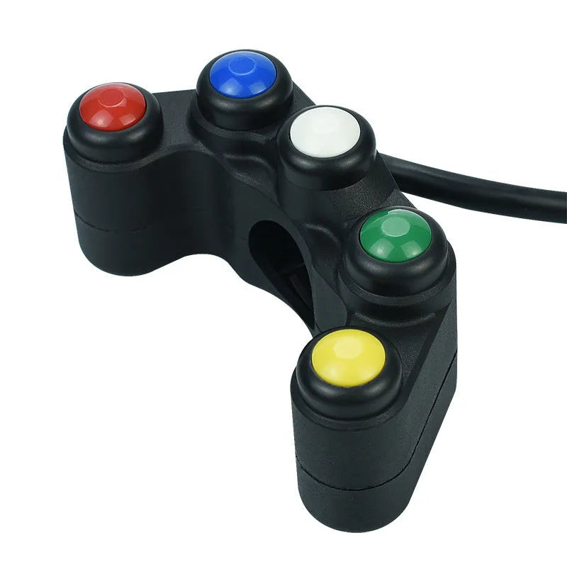 Plastic five-colour five-position rotary switch with lock for vehicle accessory control.