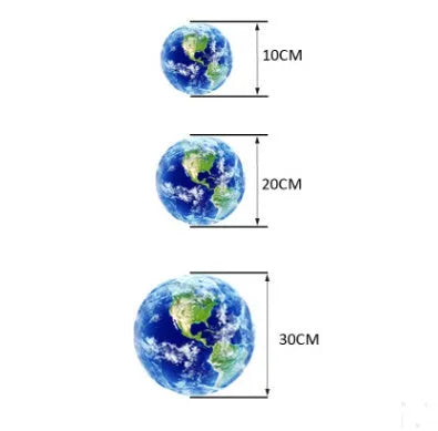 Glow in the dark 3D Earth planet wall sticker in various sizes on a wall