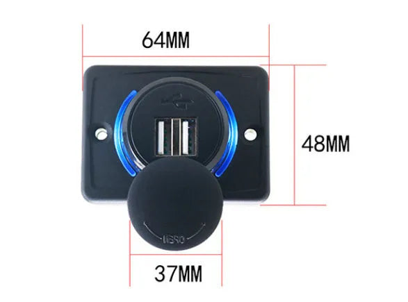 Black 12V dual USB car charger with 3.1A output for vehicle installation