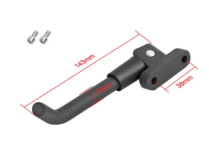 Aluminium alloy electric scooter foot brace accessory in black, white and grey colours with mounting screws