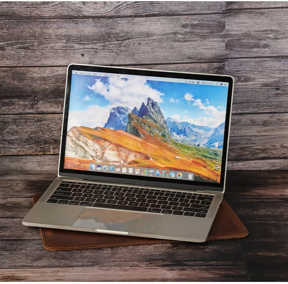 Brown Crazy Horse leather laptop bag for MacBook Pro 13.3 inch horizontal style