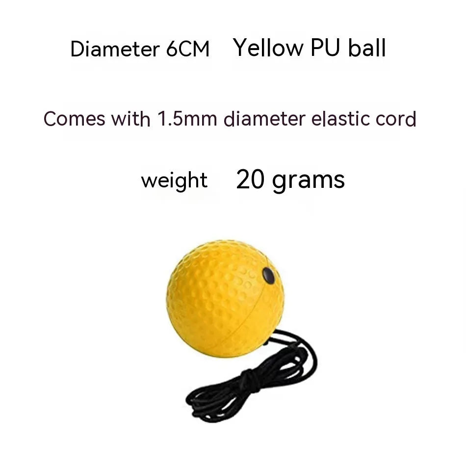Head-mounted boxing reaction training ball set with PU balls, rubber ball and two headbands on a neutral background.