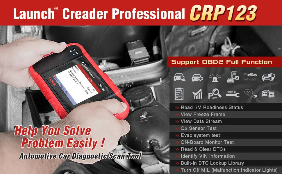 CRP123 handheld automotive OBD2 diagnostic scanner fault code reader with cables