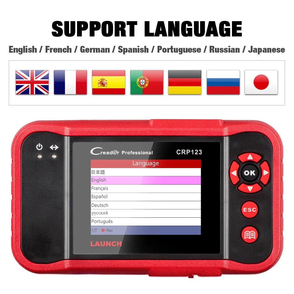 CRP123 handheld automotive OBD2 diagnostic scanner fault code reader with cables