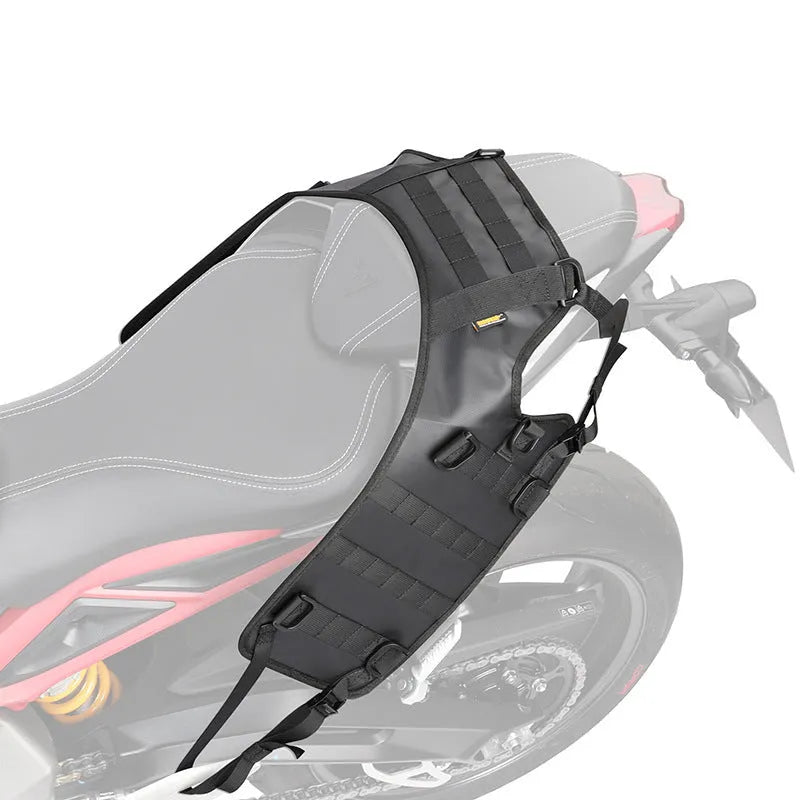 Black polyester motorcycle fuel tank mounting base measuring 100cm by 40cm for cargo bags