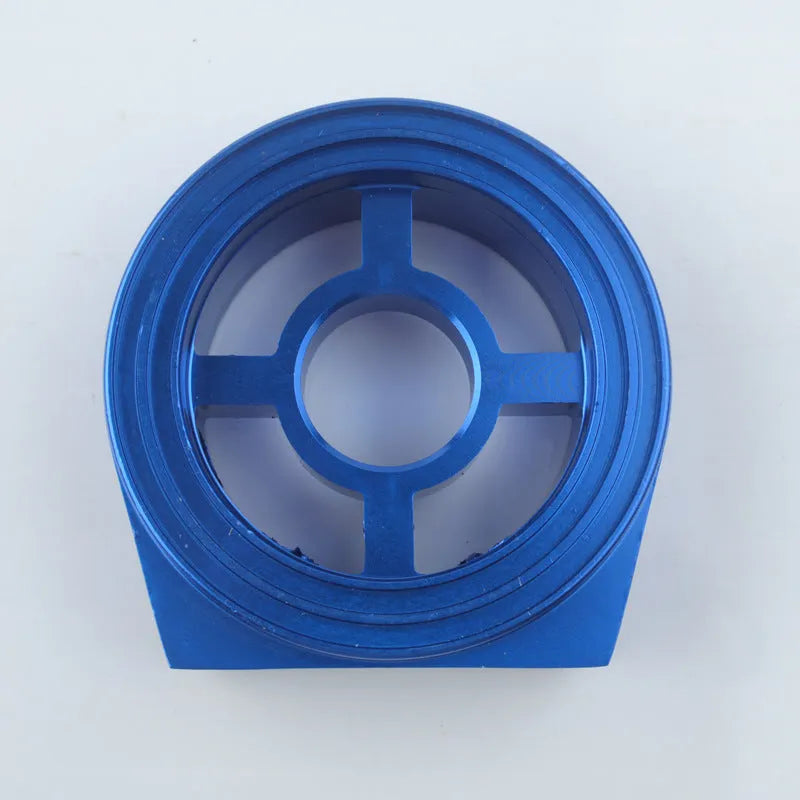 Universal oil pressure gauge adapter in aluminium alloy showing available colour options: red, blue, black, gold, silver.