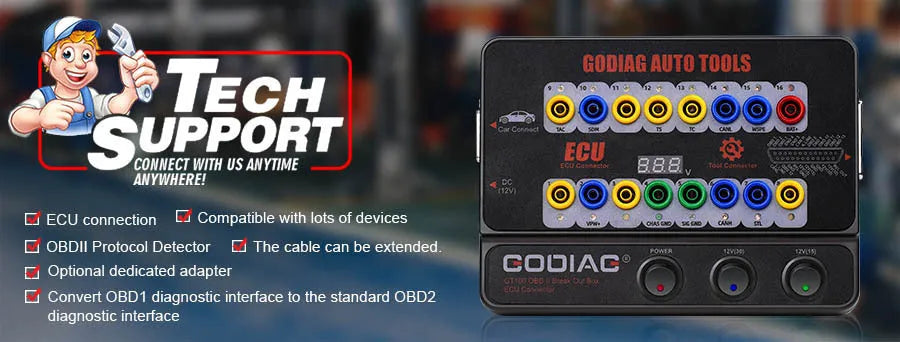 GT100 communication tester with dimensions 23.3cm by 18.3cm by 7.2cm format options
