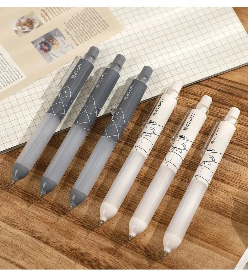 White and black automatic pencils with 0.5mm tips and a cloud-shaped grip area.