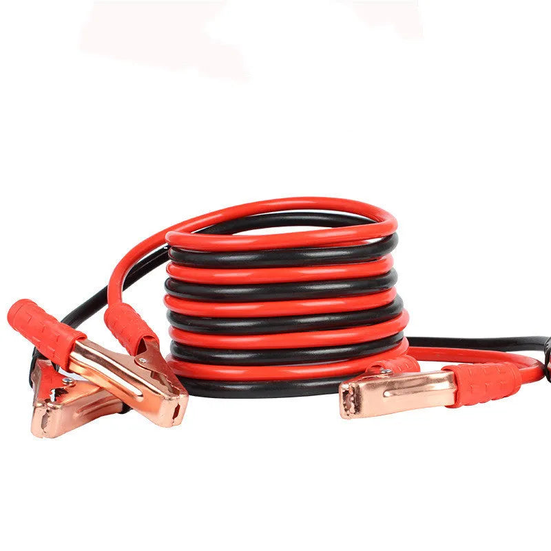 Car battery clip emergency kit with black and red clips, 2 metre PVC copper cables, and OPP storage bag