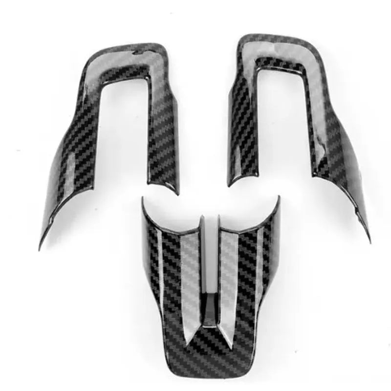 3-piece carbon fibre pattern ABS steering wheel decoration set for car interior customisation