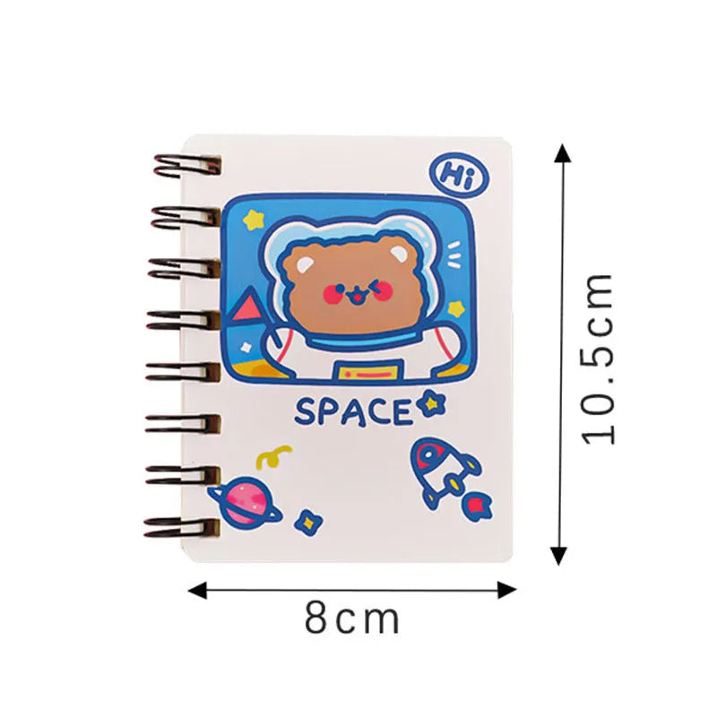 Astronaut series flipped pocket notebook in 10.5 by 8 cm size showing four cover colour options.