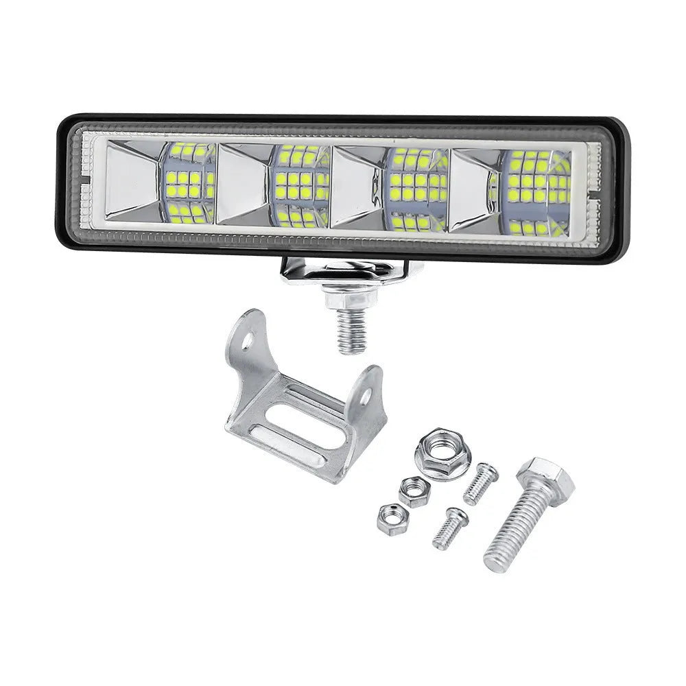 Four white aluminium LED work lights with IP67 rating, suitable for automotive and off-road use.