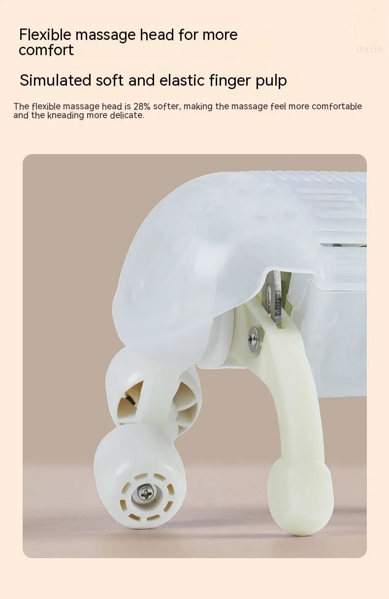Creamy white rechargeable shoulder and neck massager with USB charging cable