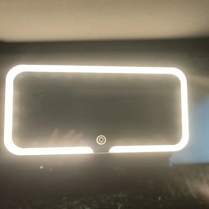 White car sun visor LED mirror with aluminium reflection surface and ABS plastic frame