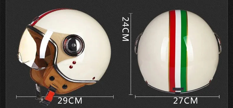 Scrambling motorcycle electric bicycle half helmet in ABS plastic shell available in white red green colours